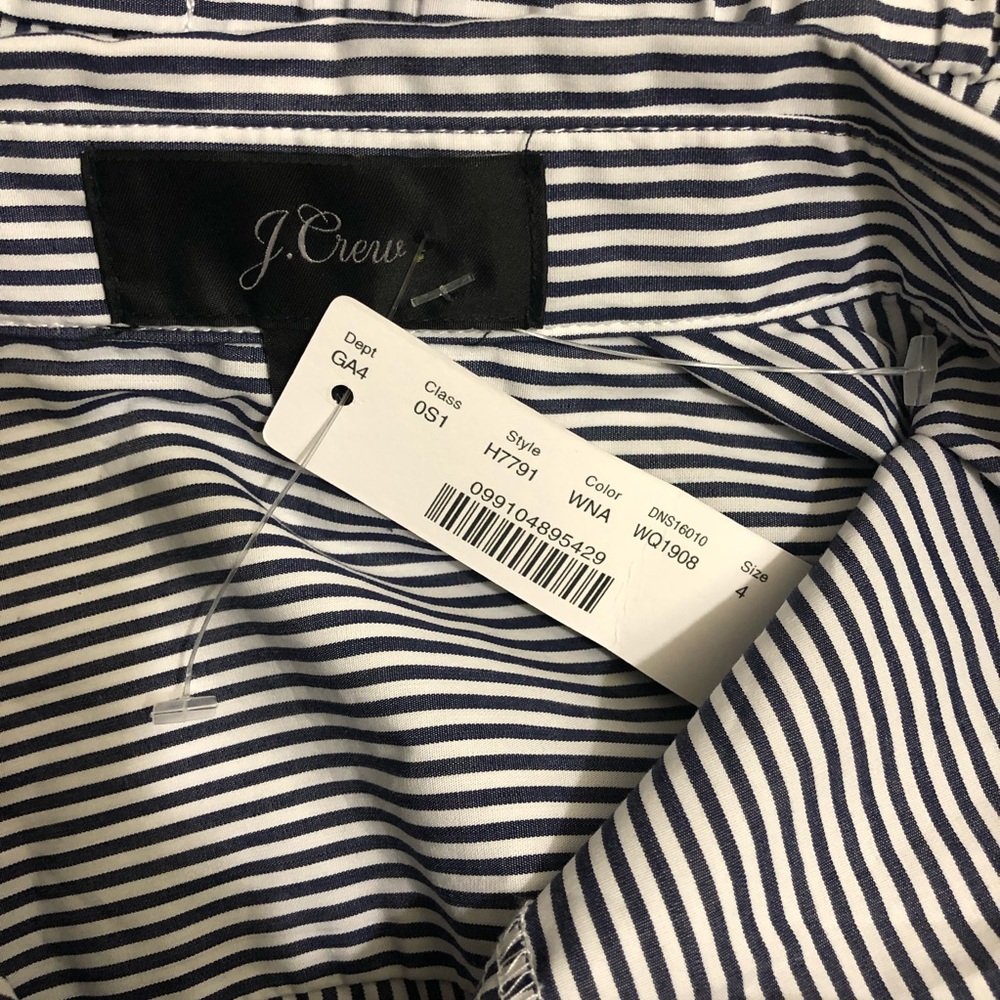 J Crew Striped Waist Tie Shirt Dress - Picture 7 of 8